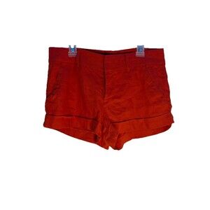 Bebe Red Orange Chino Shorts Womens Size 2 Cuffed Classic Casual Molten Lava